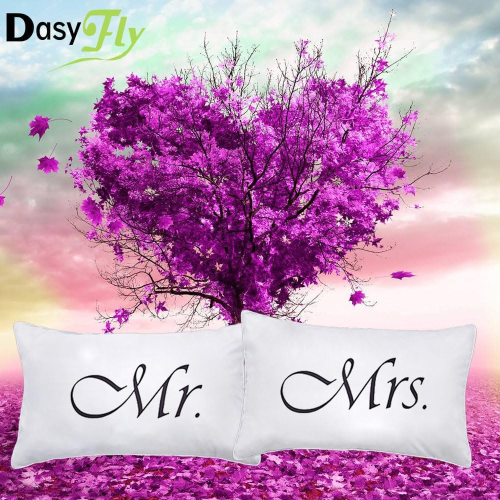 2PCS Mr and Mrs Pillow Cases,His and Hers Couples Pillowcases,Romantic Anniversary Engagement Christmas Wedding Gifts for The Couple,Bride Shower Gifts Ideas