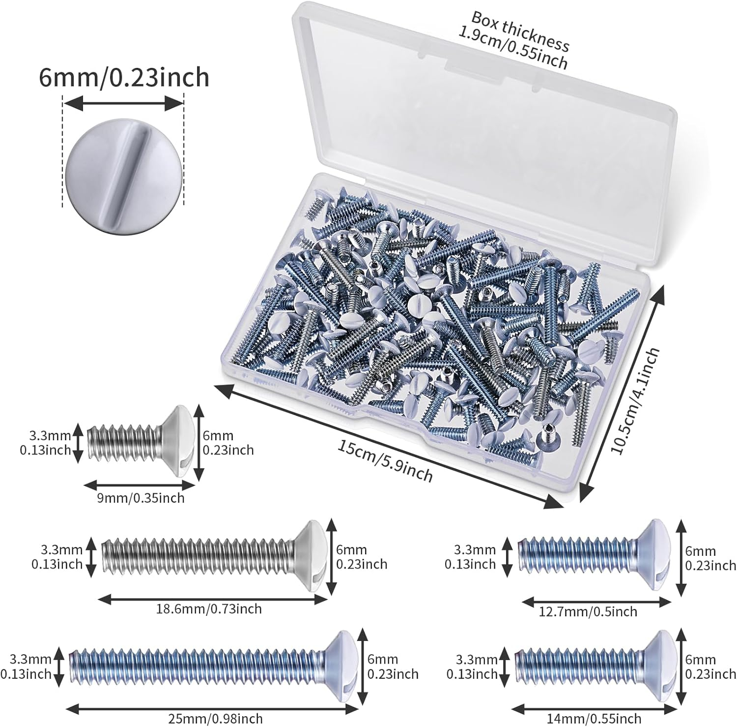 120PCS Wall Plate Screws Outlet Cover Screws White Long 6-32 Thread Face Plate Screws Light Electrical Cover Panel Replacement for Light Switch Panels 5 Sizes (0.98/0.73/0.55/0.49/0.35 Inch)