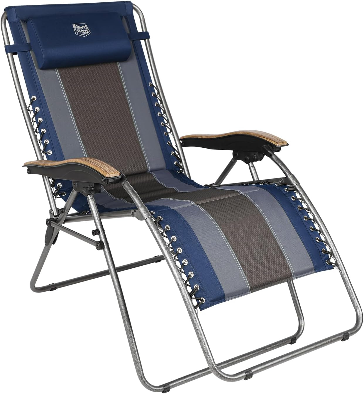 TIMBER RIDGE Oversized Zero Gravity Chair, Padded Reclining Lounge Chair with Adjustable Headrest & Cup Holder, Heavy Duty Support 350 lbs, Foldable for Camping, Lawn, Outdoor & Indoor
