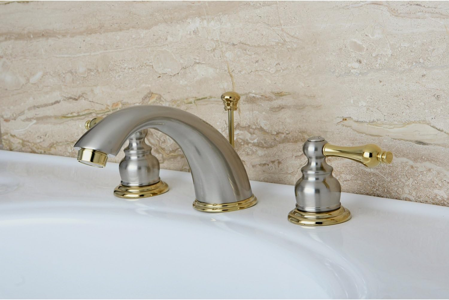 Kingston Brass KB979AL Victorian Widespread Bathroom Faucet, Brushed Nickel/Polished Brass