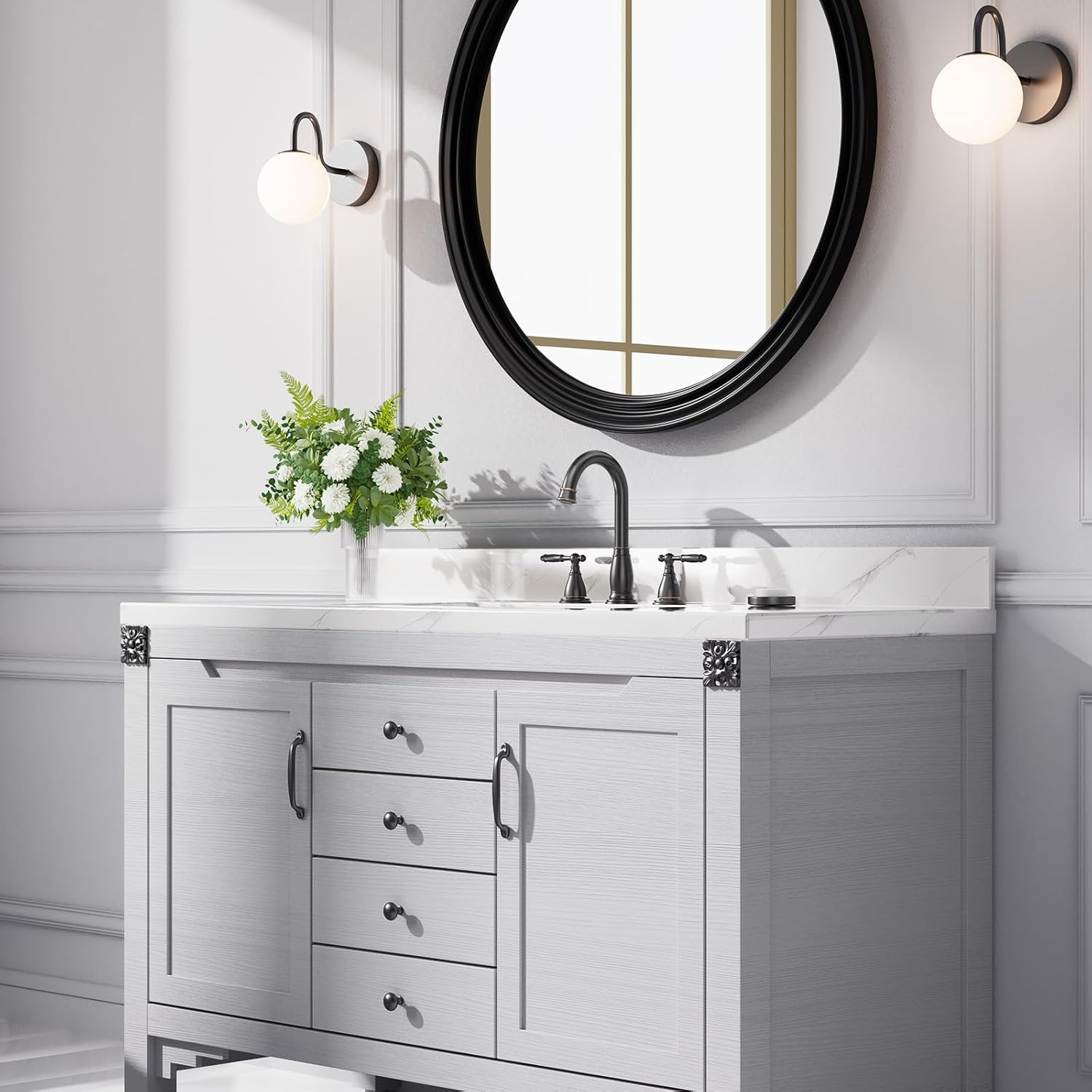 8 in. 2-Handle 3-Hole Widespread Bathroom Faucets with Valve and Metal Pop-Up Drain in Oil Rubbed Bronze