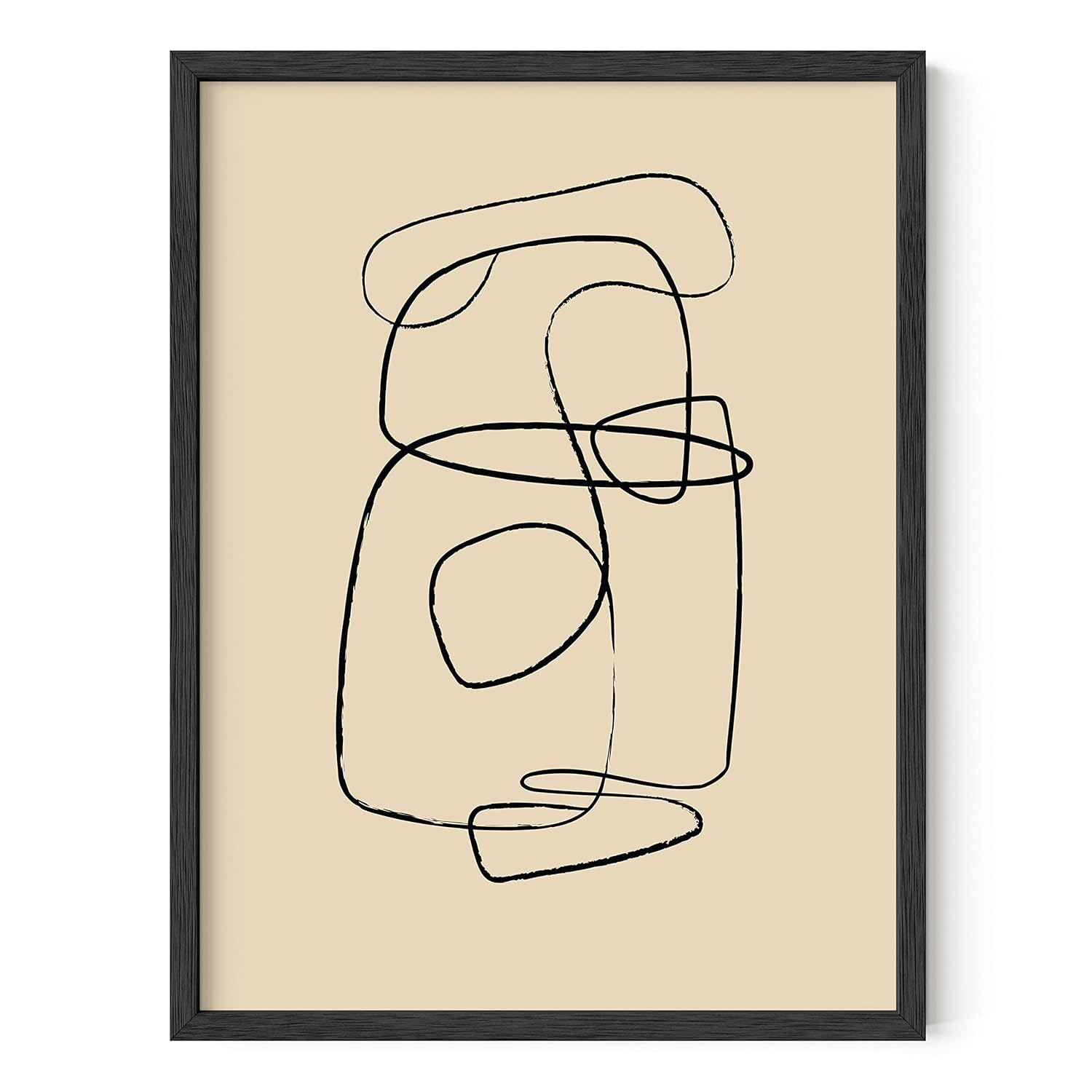 Scandinavian Wall Art Circles Line Art Wall Decor - by Haus and Hues | Neutral Wall Art Minimalist Abstract Art Mid Century Wall Decor Minimalist Wall Decor Neutral Artwrk for Walls UNFRAMED 12"X16"