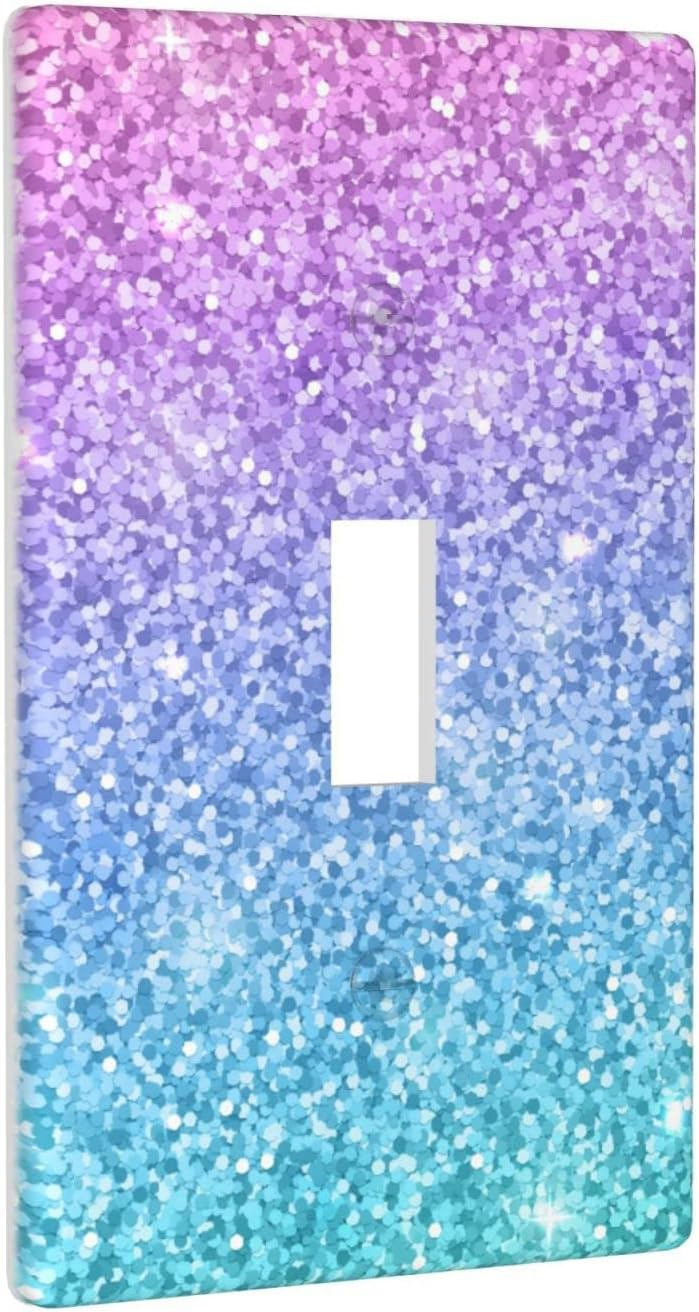 Light Switch Cover Pink Blue Glitter Wall Plates 1-Gang Single Toggle 4.5 X 2.76 Inch 1 Pack