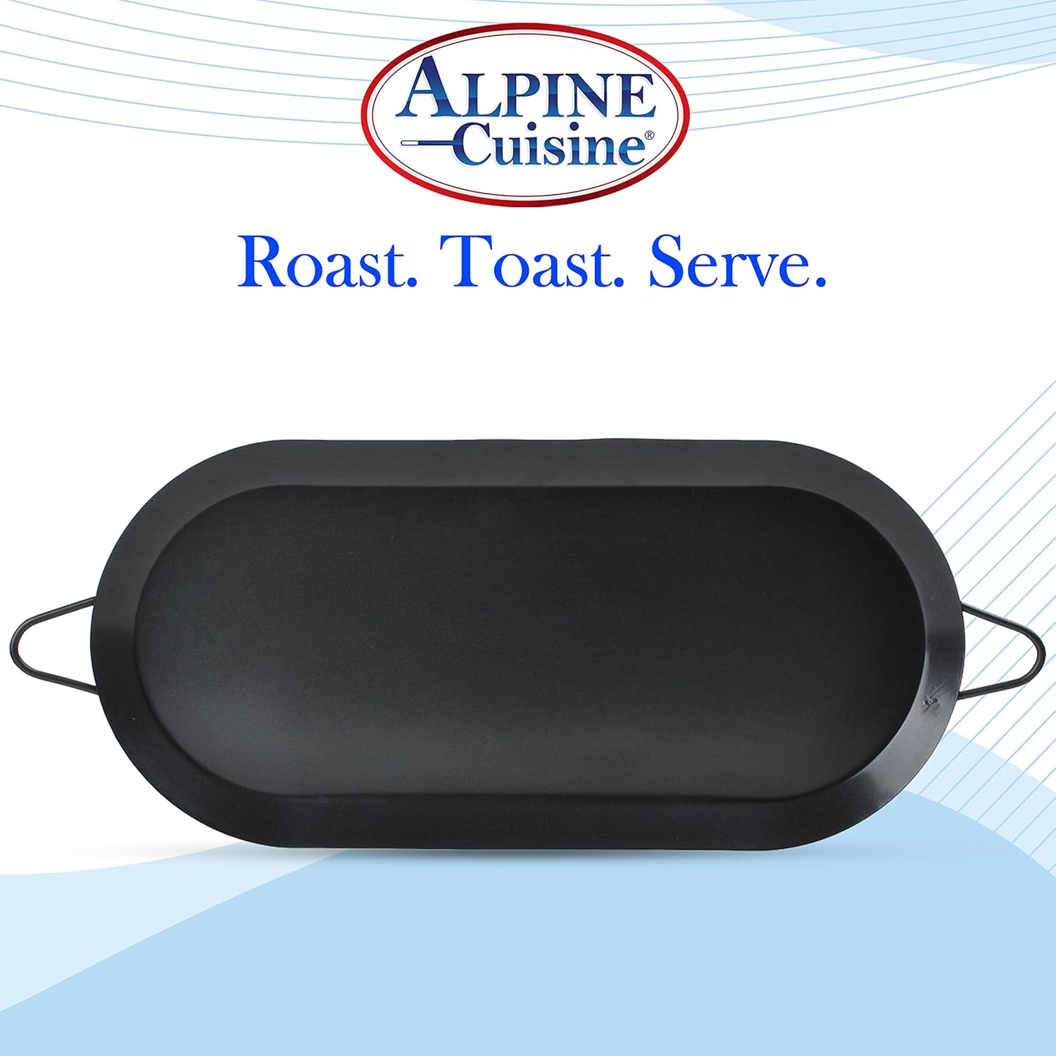 Black Carbon Steel Oval Comal Griddle with Double Handles