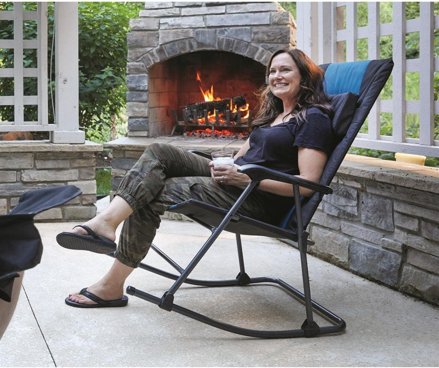 Guide Gear Oversized Rocking Camp Chair, 500-lb. Capacity Blue/Black