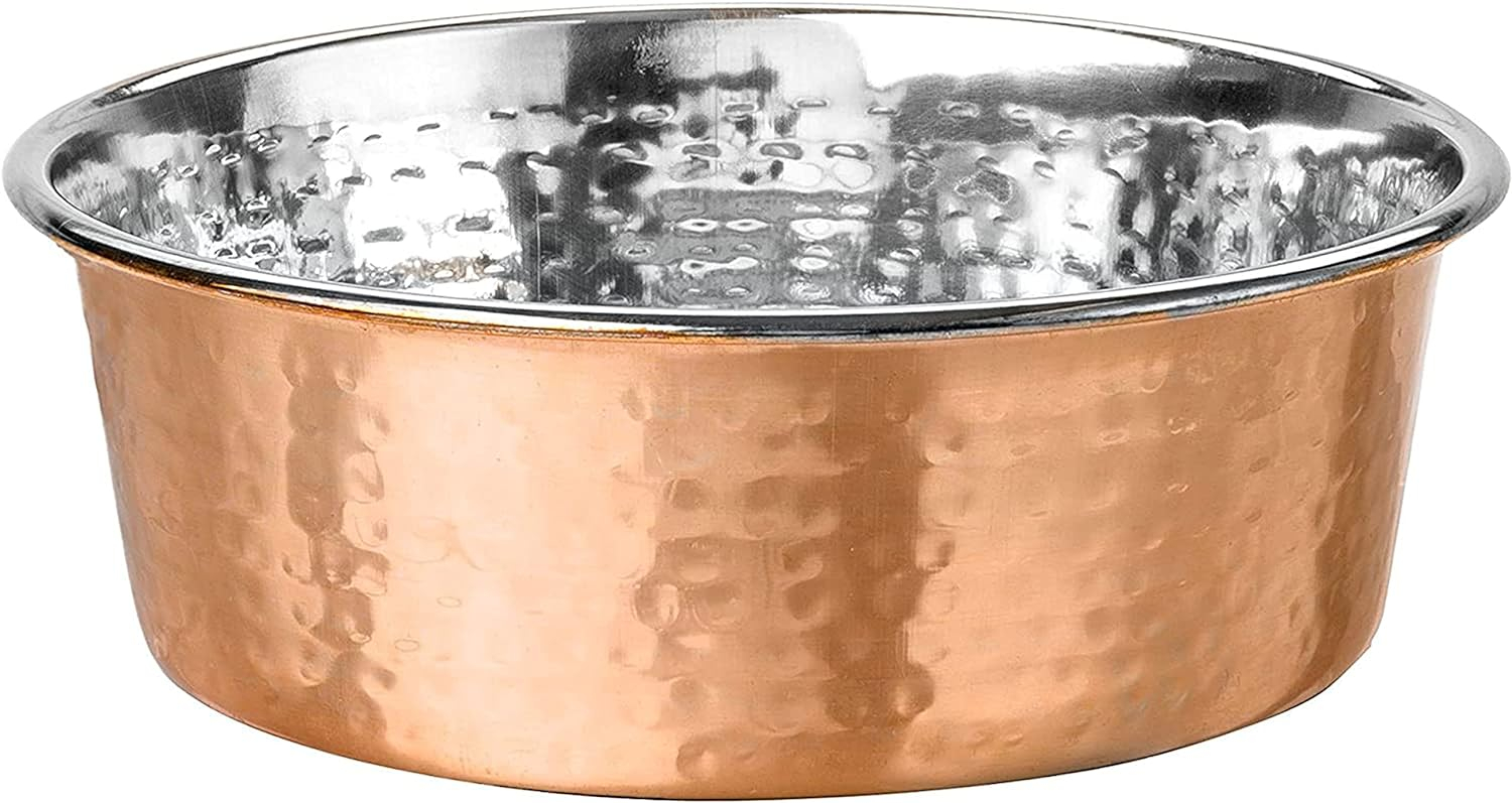 Neater Pet Brands Hammered Decorative Designer Bowls - Luxury Style Premium Dog and Cat Dishes (Medium, Copper)