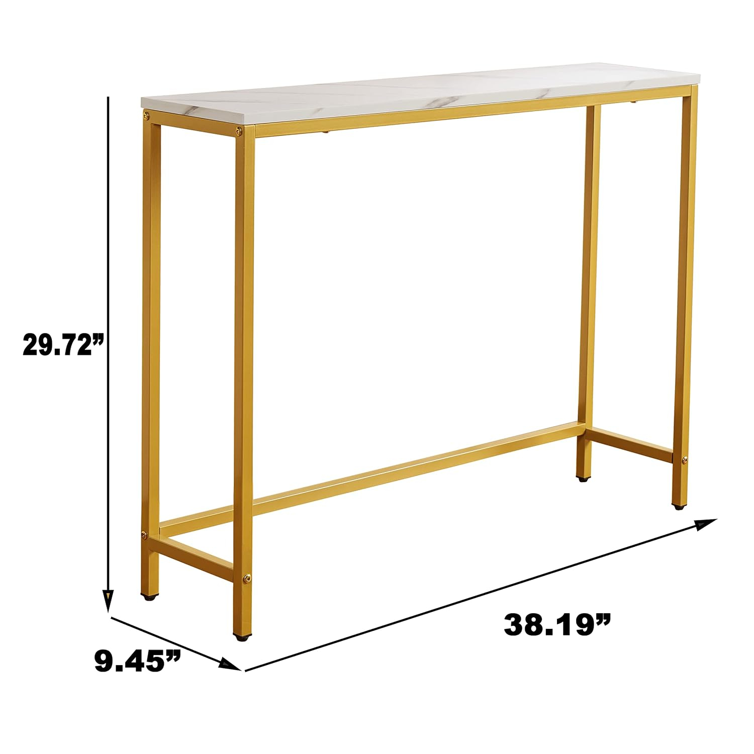 Console Table for Entryway, Faux Marble MDF Sofa Table with Golden Frame (Single Layer, White Marble)
