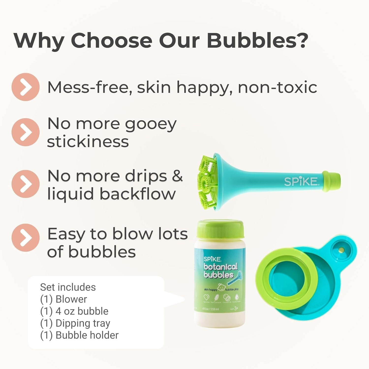 Innobaby Spike Bubble Blower with 4 oz Bubble Solution and Dipping Tray