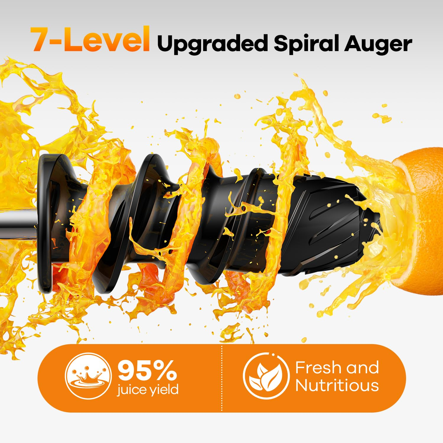 Silver Electric Masticating Juicer with Stainless Steel Blades