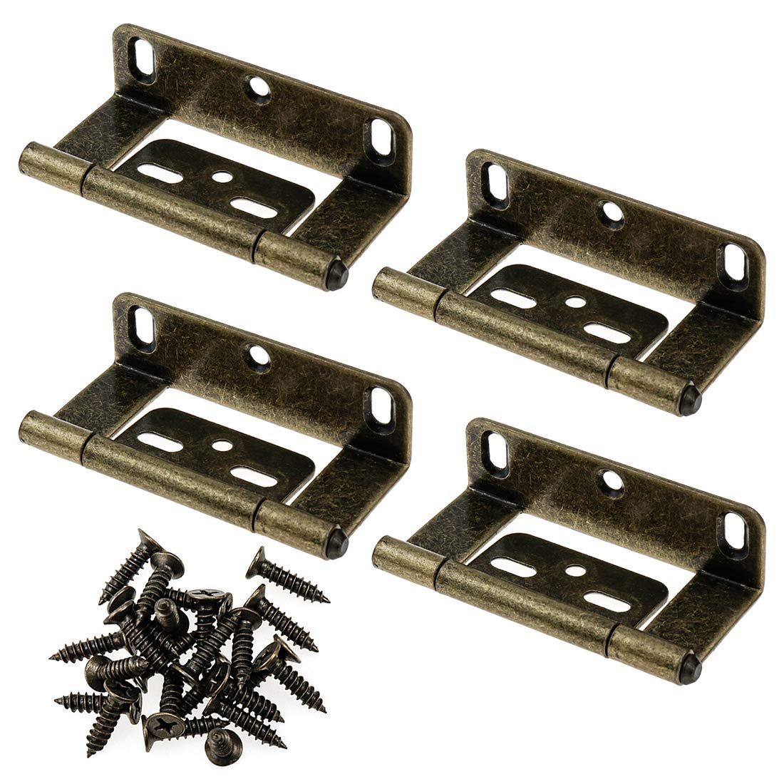 LC LICTOP Full Inset Partial Wrap Non-Mortise Door Hinges Antique Bronze Vintage Cabinet Furniture Hinge 4pcs