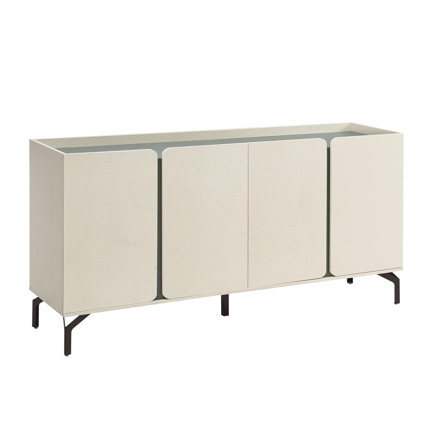 24/7 Shop at Home Elwin 60" Modern Sideboard Buffet, Storage Cabinet with Doors and Adjustable Shelves for Dining, Living Room, Kitchen, Entryway, Office, Cream Weave & Sage Green
