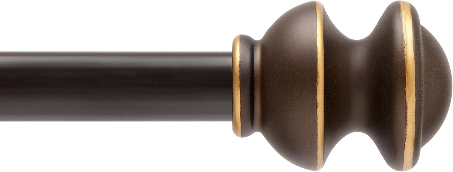 Kenney® Kendall 5/8" Standard Decorative Window Curtain Rod, 28-48", Oil Rubbed Bronze