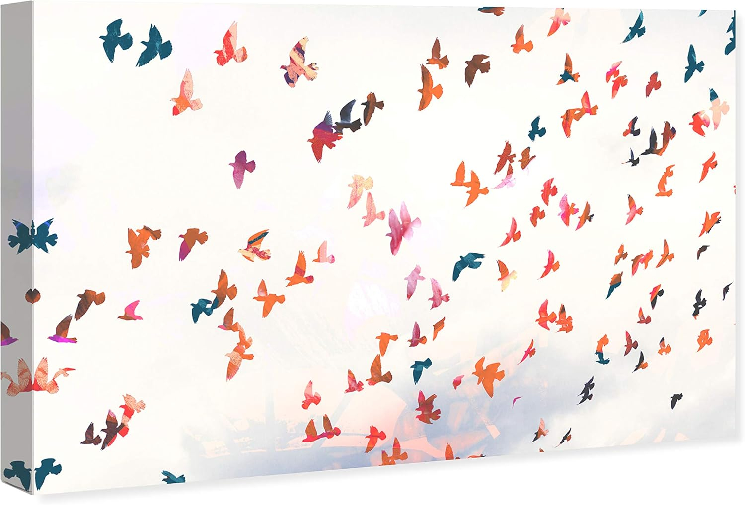 Wynwood Studio 'Birds in the Fall' Animals Wall Art Canvas Print - White, Orange, 36" x 24"