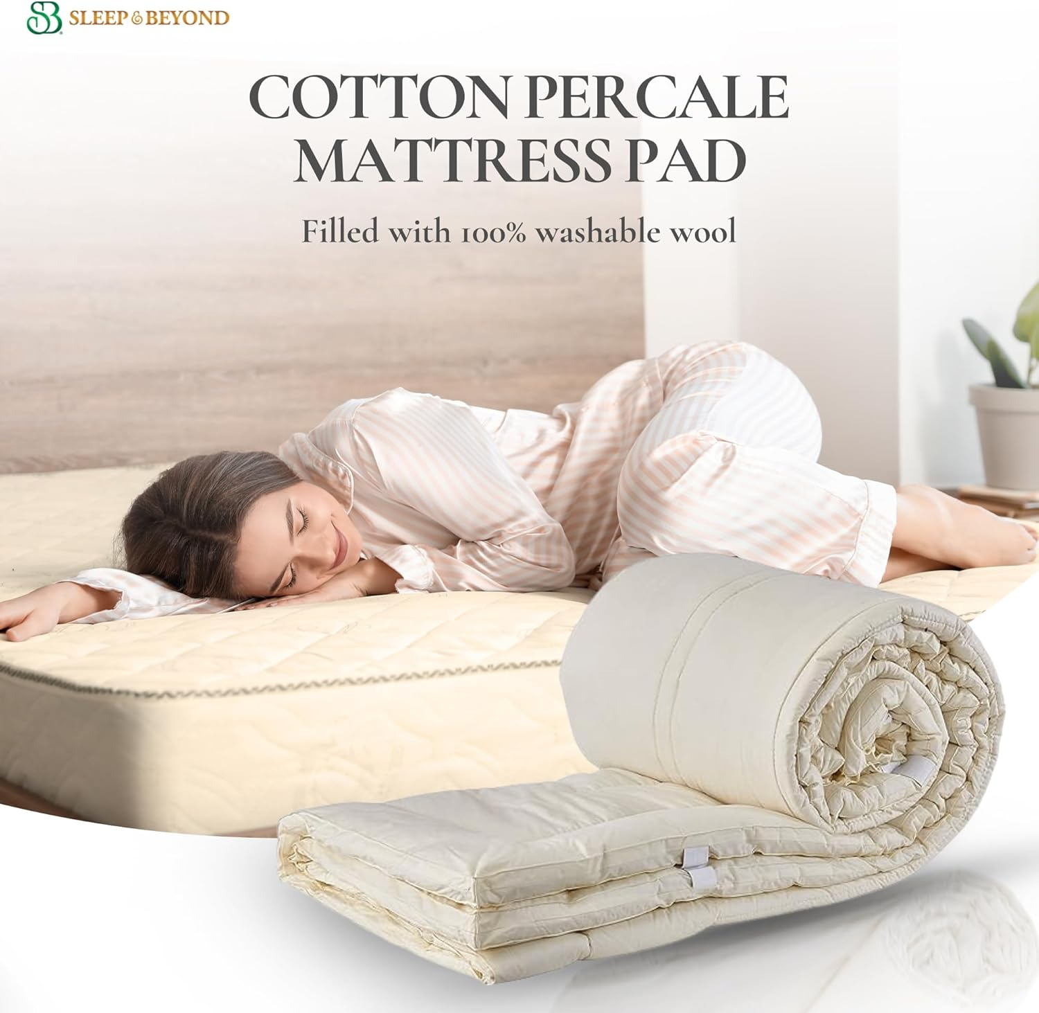Sleep & Beyond myPad®, 100% Washable Wool Mattress Pad, Crib 28x5", 0.5in thick