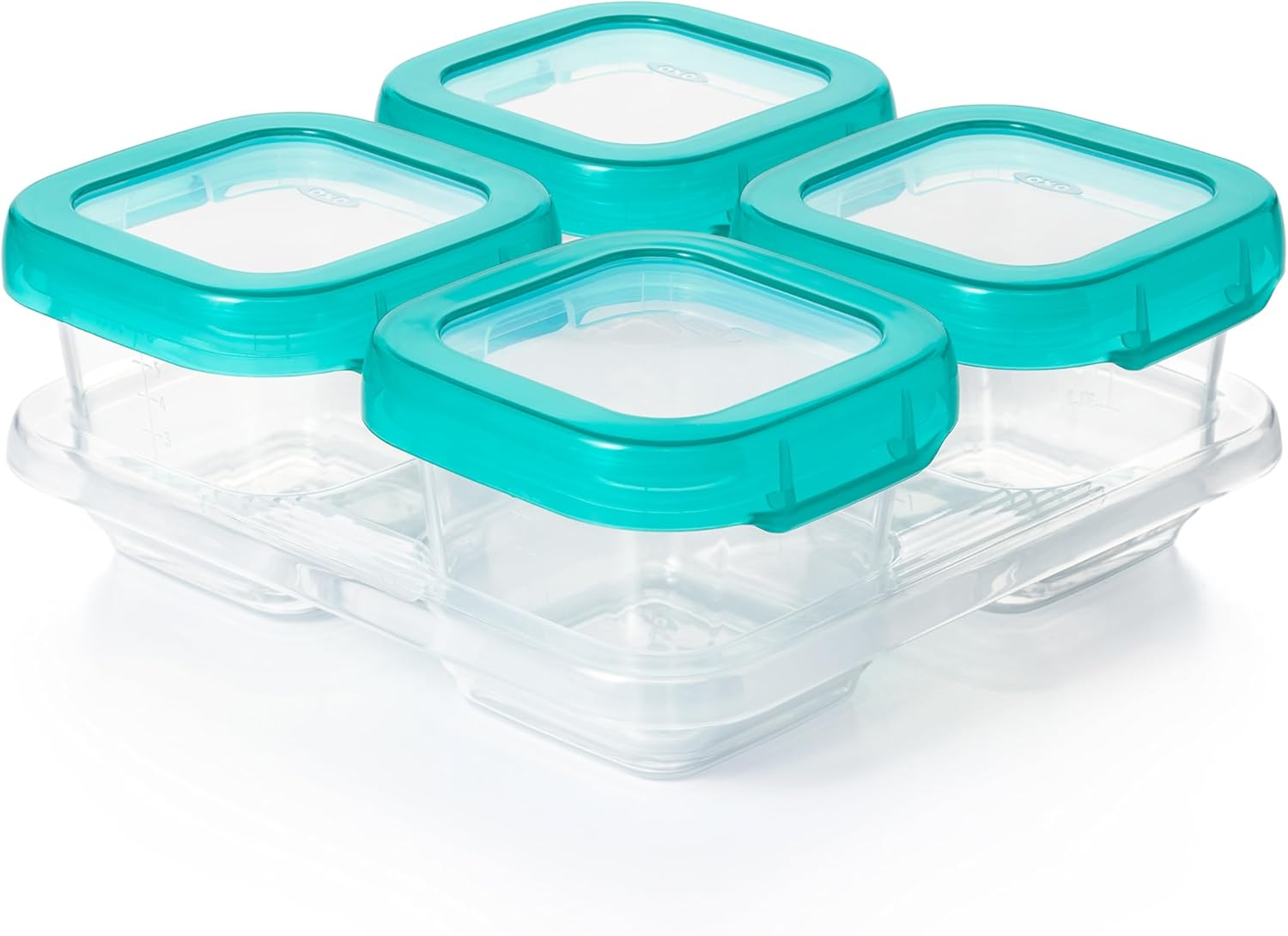 OXO Tot Freezer Baby Blocks Food Storage Containers, 6 oz, Teal, 4-Packs, For Infants Ages 0-12 Months