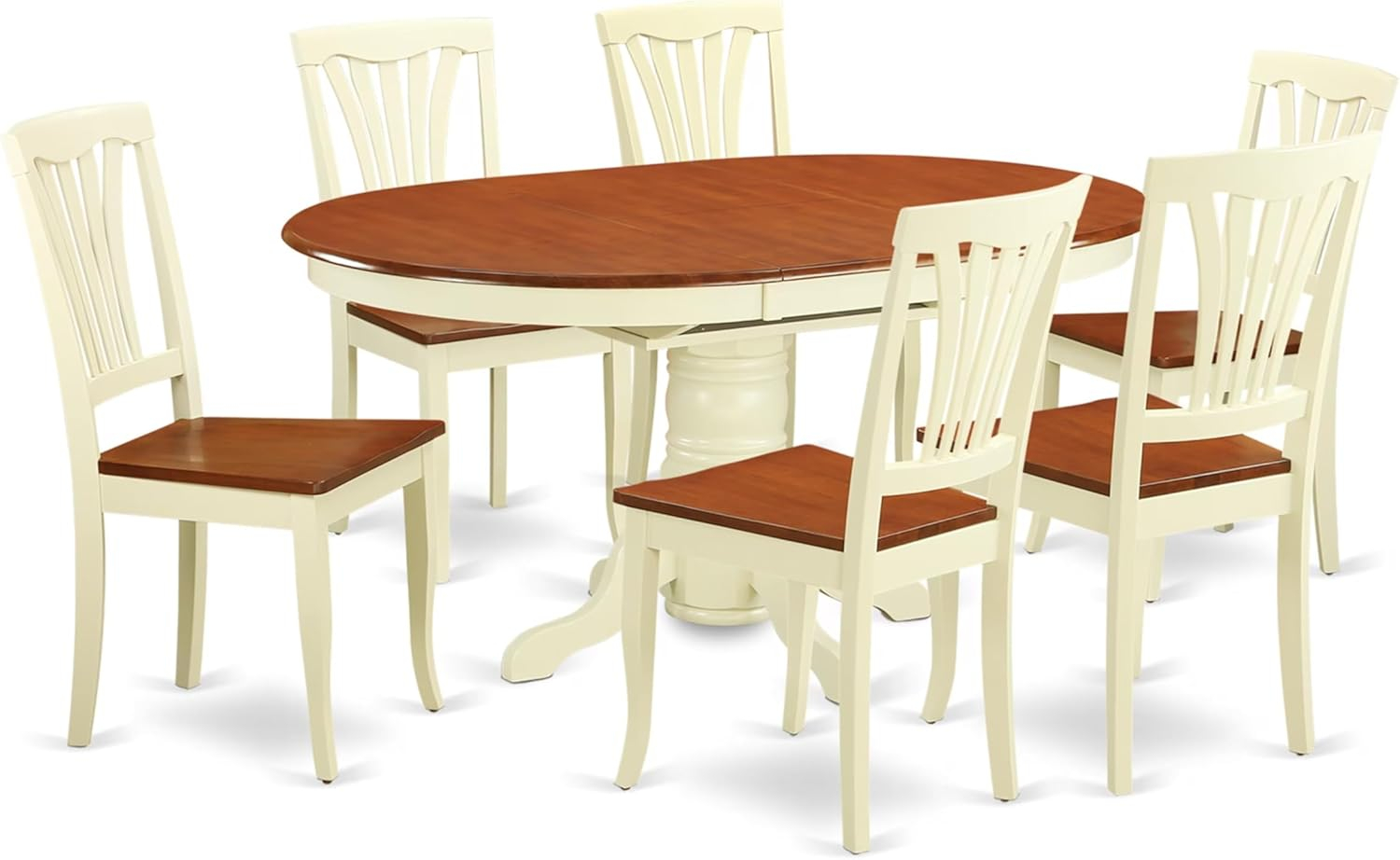 East West Furniture  Dining Room Furniture Set- an Oval Kitchen Table and 6 Dining Chairs, Buttermilk & Cherry
