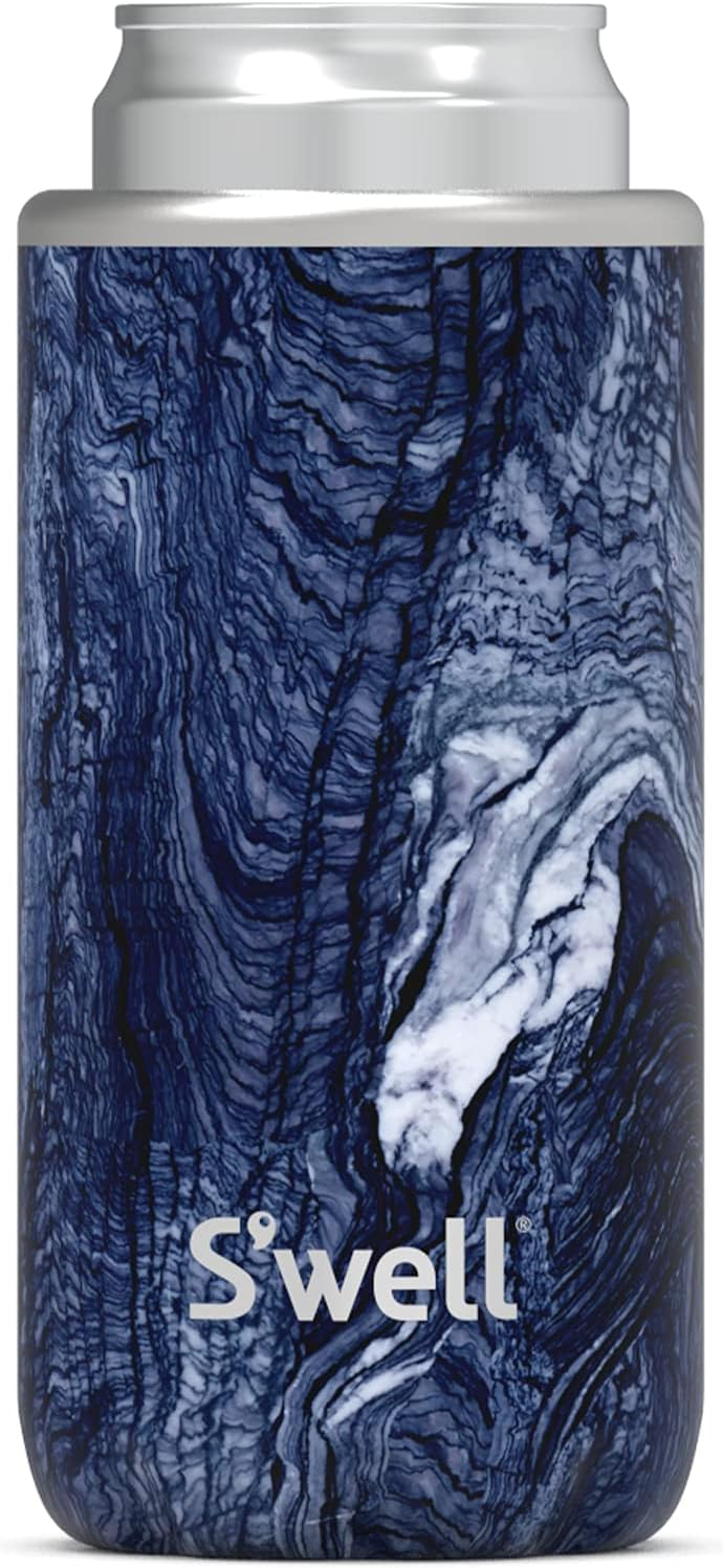 S'well Stainless Steel Chiller - Slim Azurite Marble - Fits 12oz Cans and Slim Bottles Triple-Layered Vacuum-Insulated Keeps Drinks Cool for Up to 6 Hours - Dishwasher-Safe BPA-Free for Travel