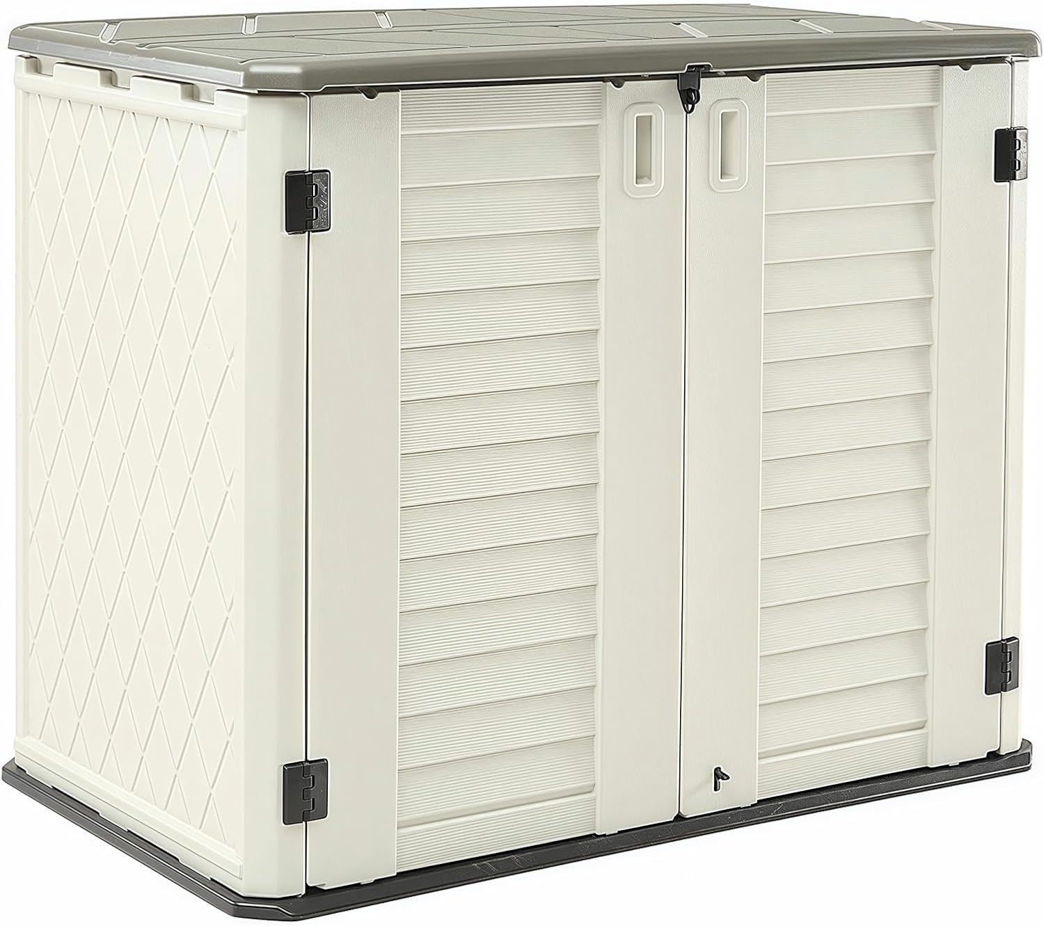 ADDOK 34 Cu.ft Outdoor Storage Shed, Horizontal Storage Unit Weather Resistance, Thick HDPE Resin Storage Cabinet for Backyards, Patio, Garden(White)