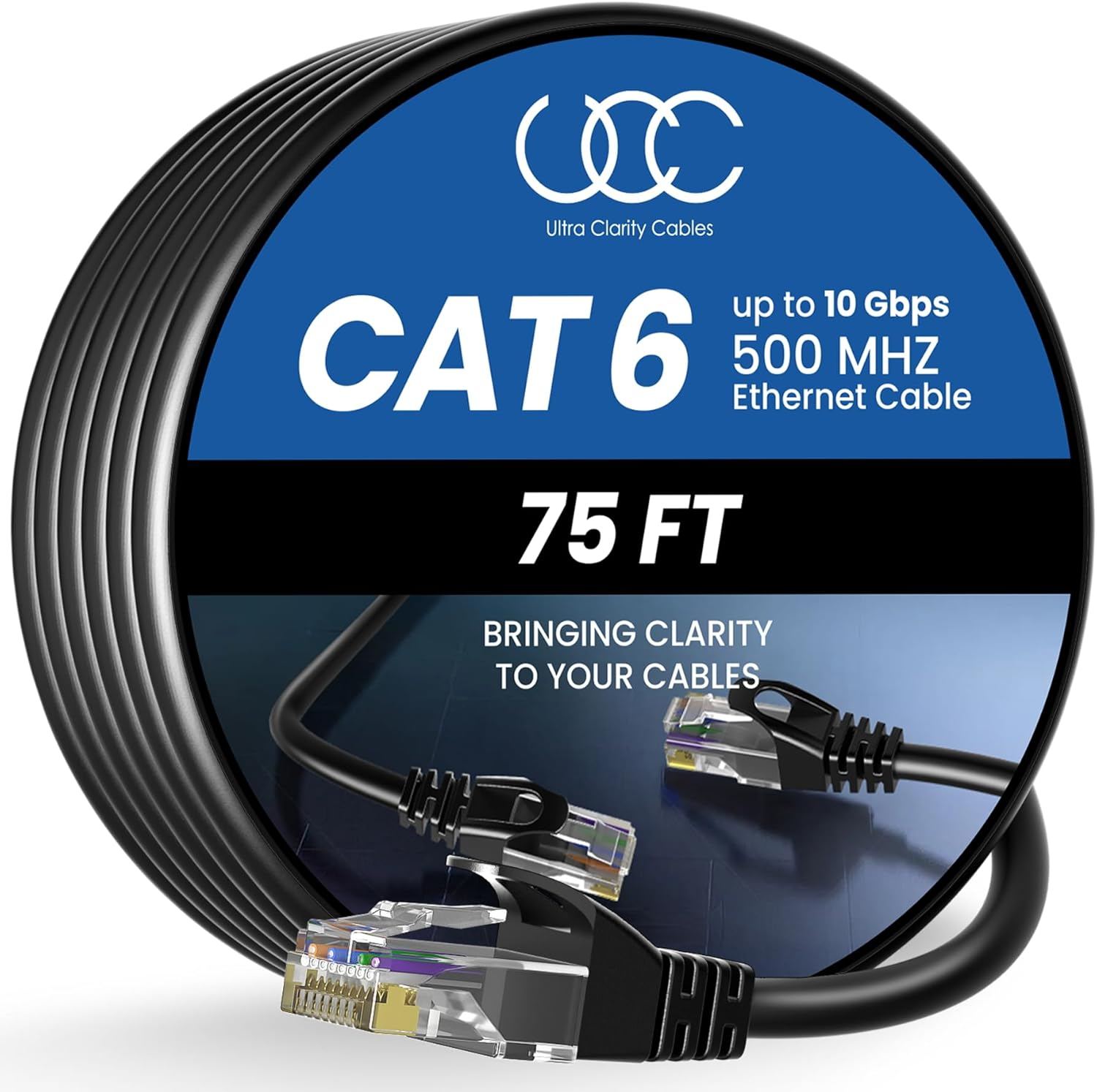 Cat6 Ethernet Cable, 75 feet - RJ45, LAN, UTP CAT 6, Network, Patch,