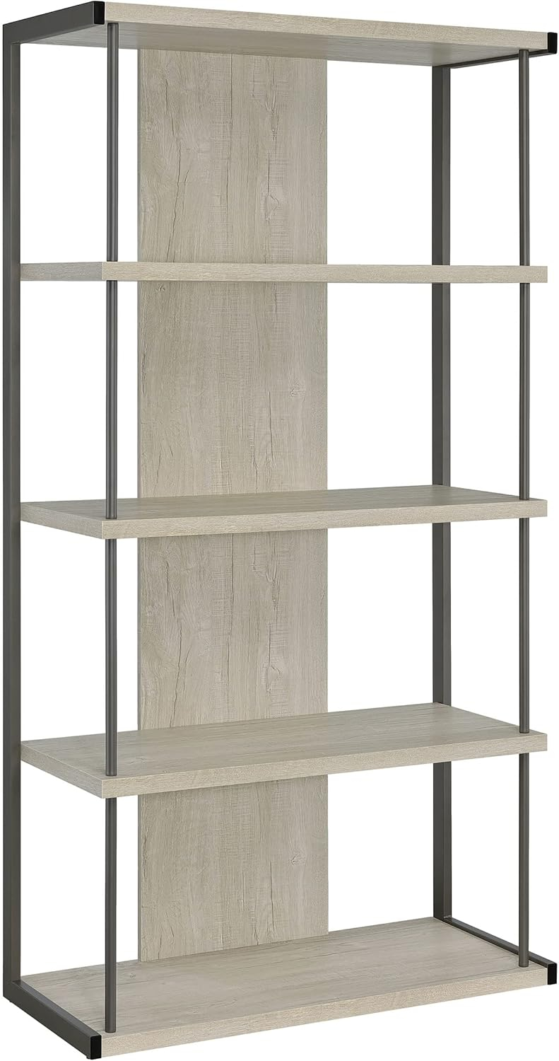 Coaster Loomis 4-shelf Modern Wood Bookcase Whitewashed Gray