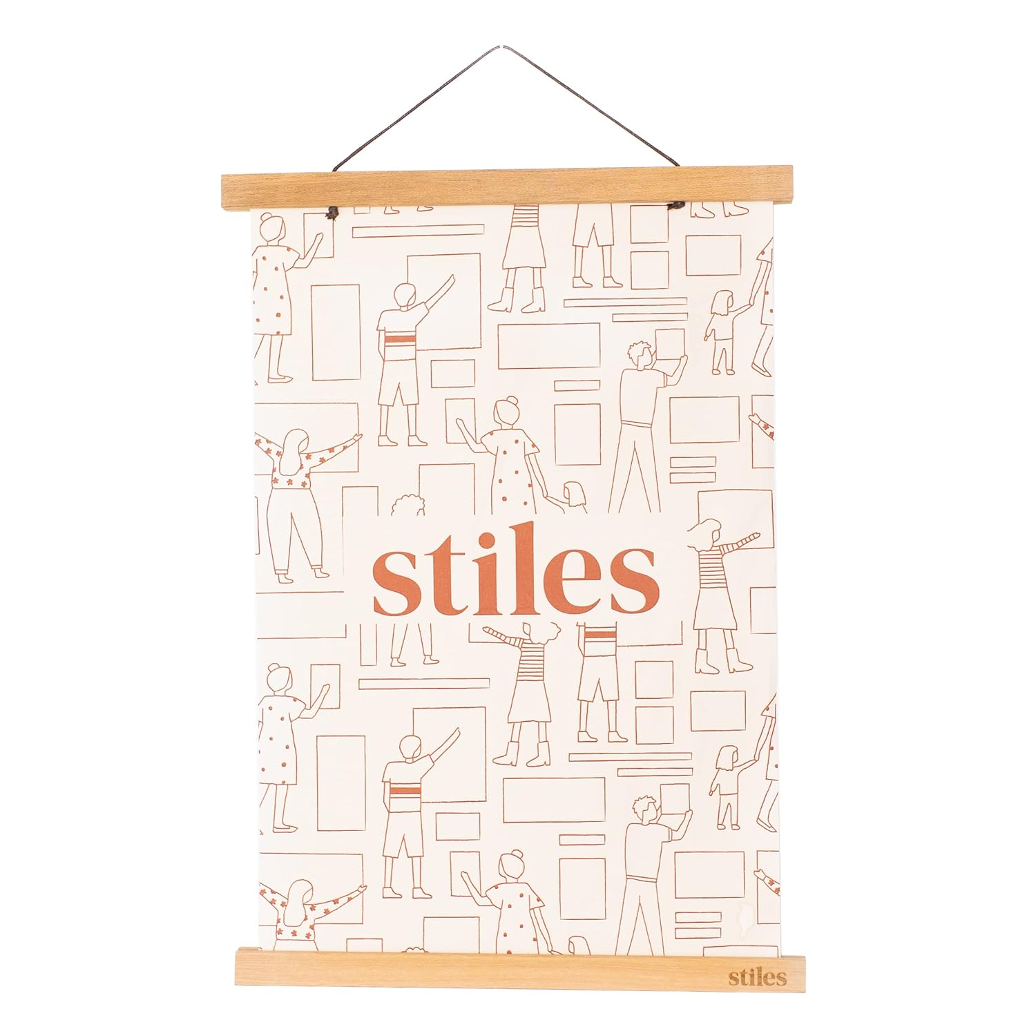 Stiles Magnetic Picture Frame, Wooden Poster Hanger with Adjustable String for Artworks and Photos, 12 Inches