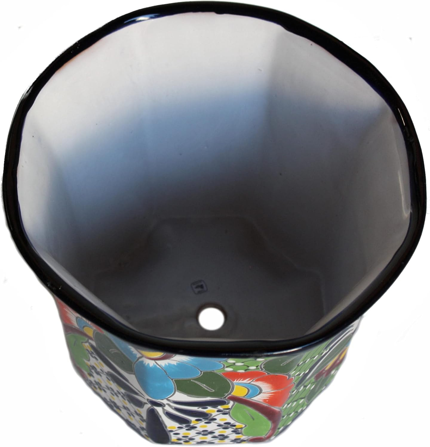 Indoors/Outdoors Sevina Mexican Colors Talavera Ceramic Garden Pot, Size: 10'' Overall Diameter x 9'' Height.