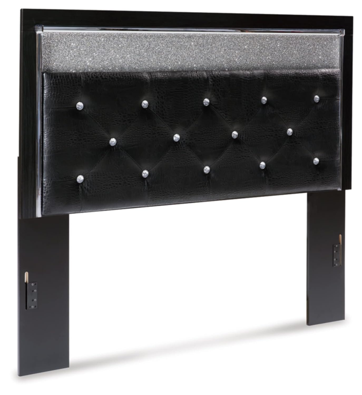 Queen Black Upholstered Tufted Headboard with LED Lighting
