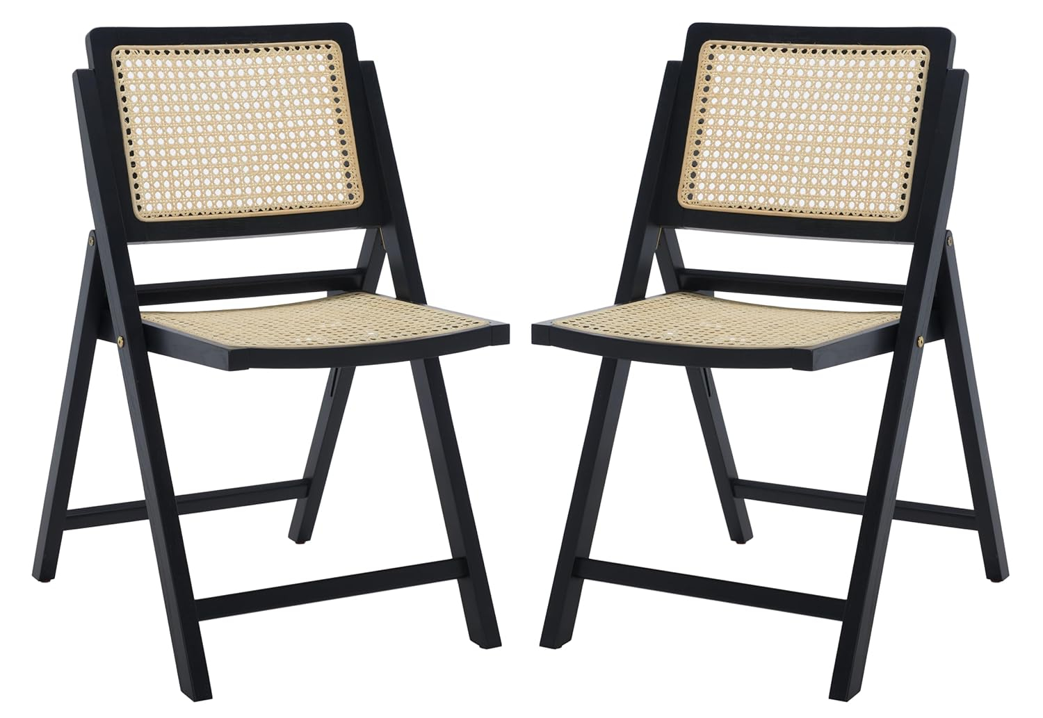 SAFAVIEH Couture Desiree Modern Cane Solid Folding Dining Chair, Black/Natural (Set of 2)