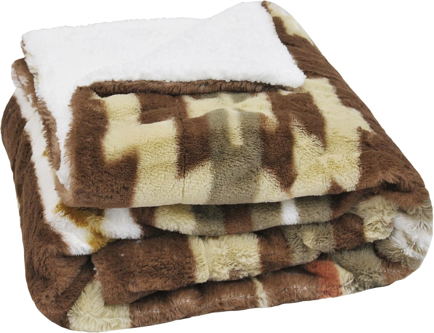 Home Soft Things Southwest Faux Fur Sherpa Throw - Coffee - 60" x 80" Jumbo