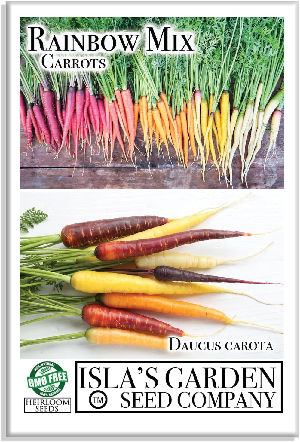 Rainbow Blend Carrot Seeds (Daucus carota) – 500+ Heirloom Non-GMO Seeds, Rare and Colorful Varieties, by Isla’s Garden Seeds, Perfect for Home Vegetable Gardens, Fresh and Vibrant Harvest