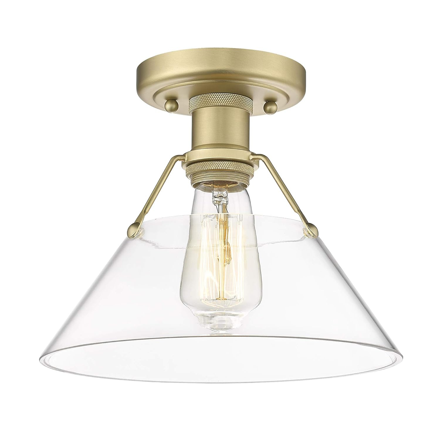Golden Lighting Orwell 1-Light Flush Mount in Brushed Champagne Bronze with Clear Glass