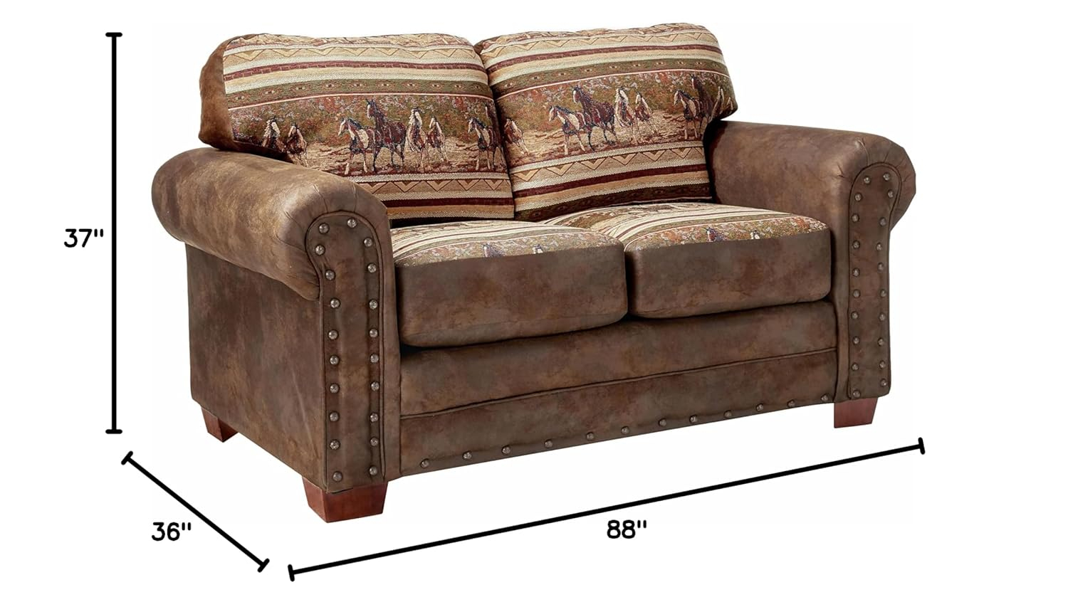 American Furniture Classics Model 8500-40S Lodge Style Wild Horses 4-Piece Set with Sleeper