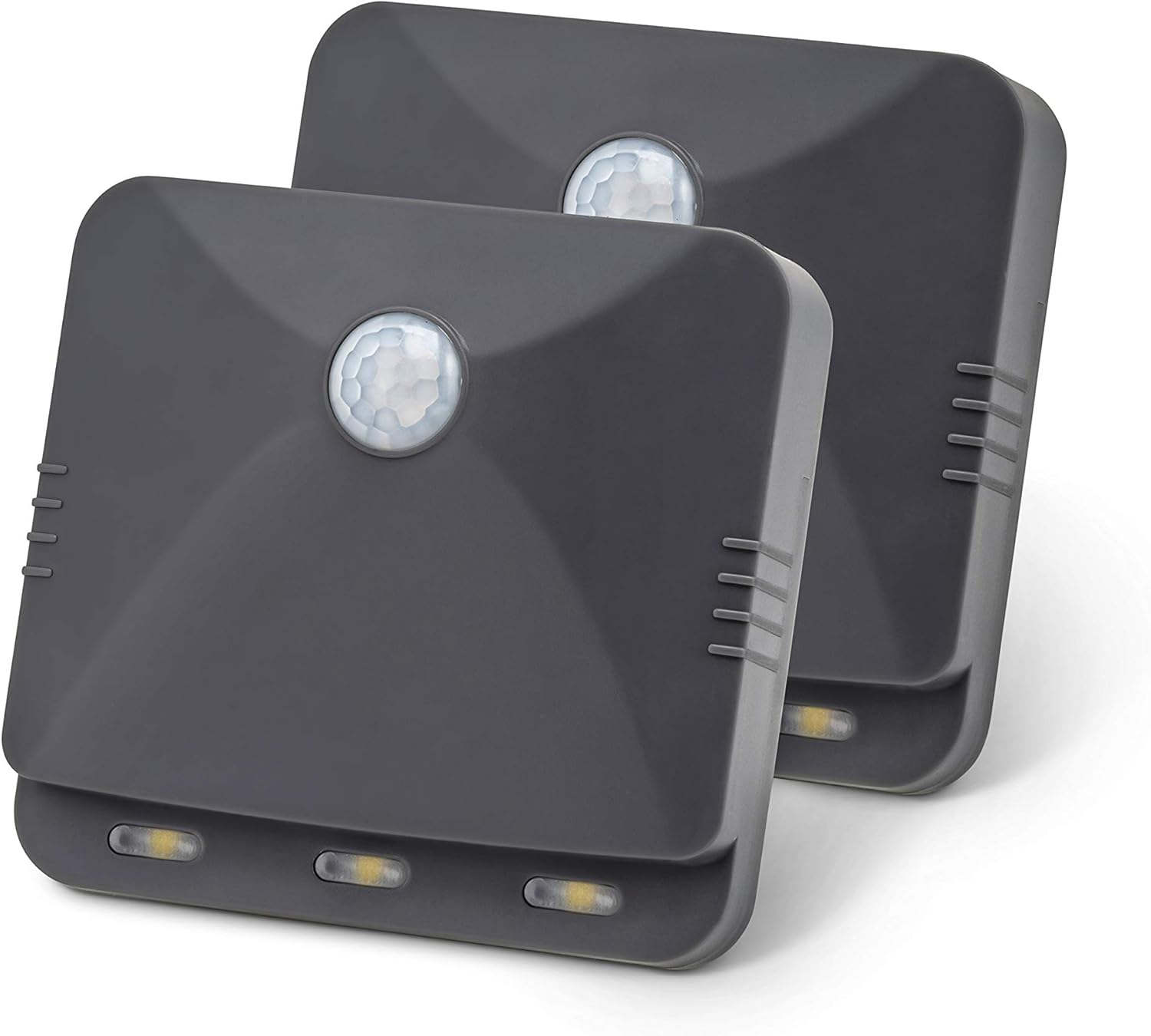 Gray Plastic Motion Sensing LED Stair Lights, 3-Pack