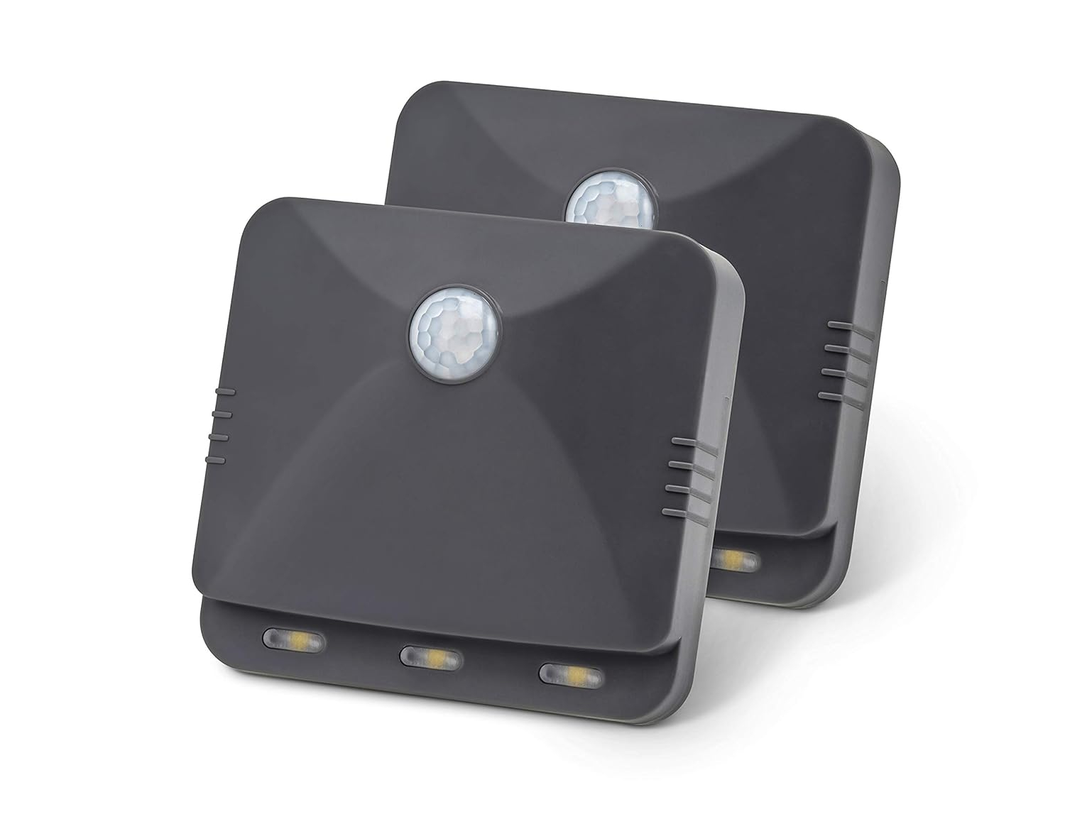 Gray Plastic Motion Sensing LED Stair Lights, 3-Pack