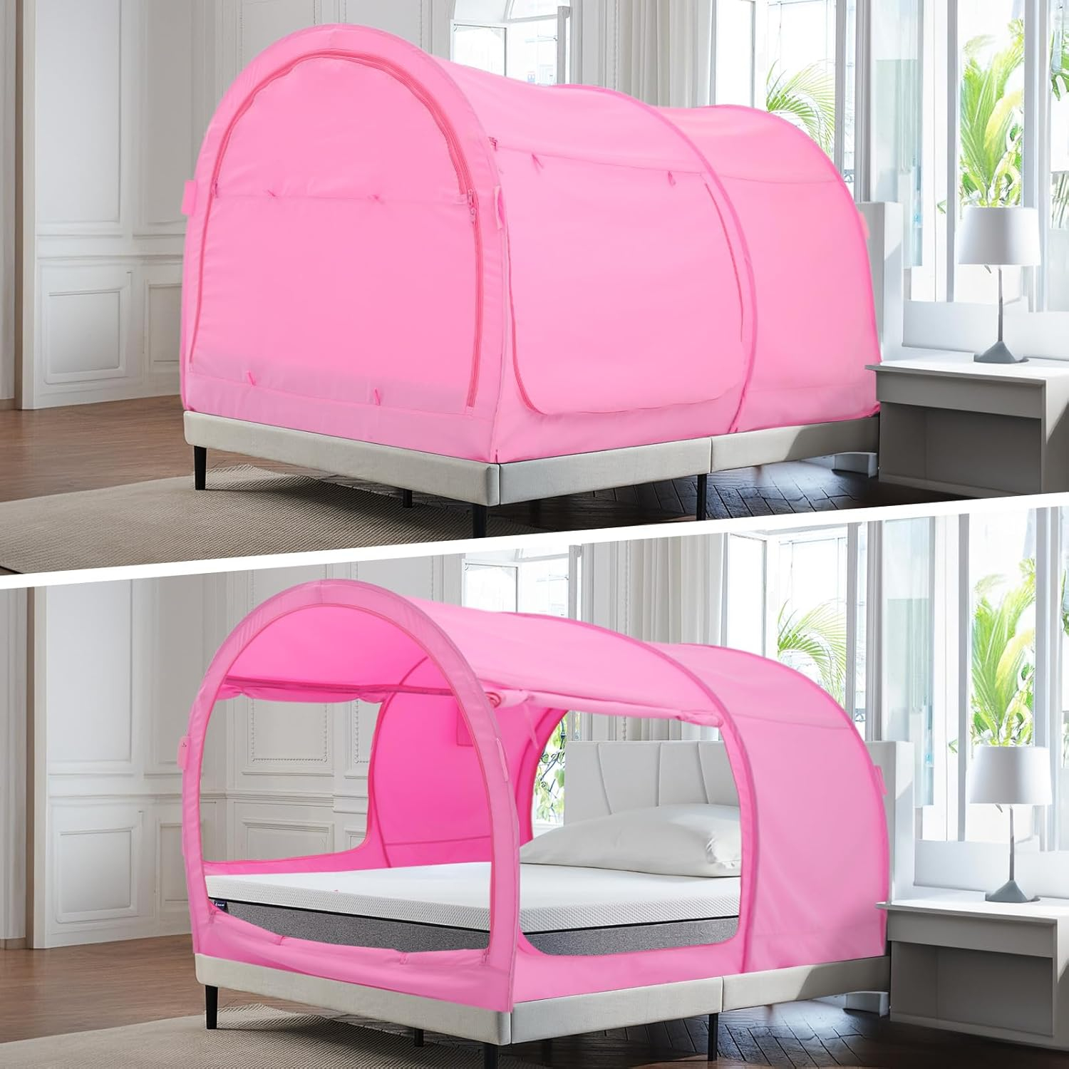 Alvantor Bed Canopy Bed Tents Dream Tents Privacy Space Twin Size Breathable Pink Cottage