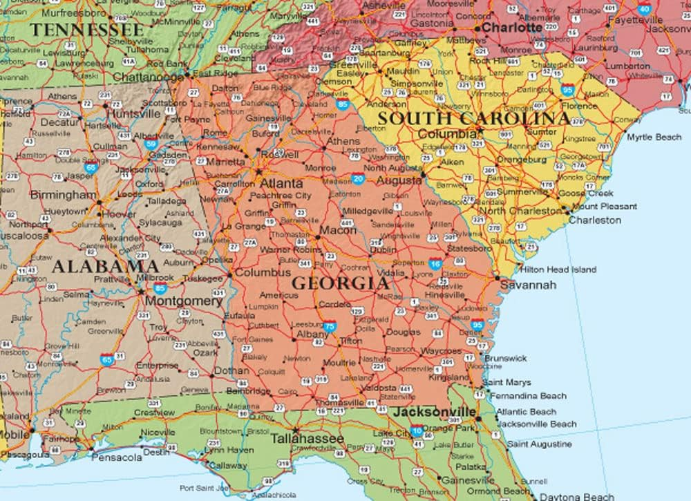 Laminated 50" x 32" United States Wall Map Poster with 3D Relief