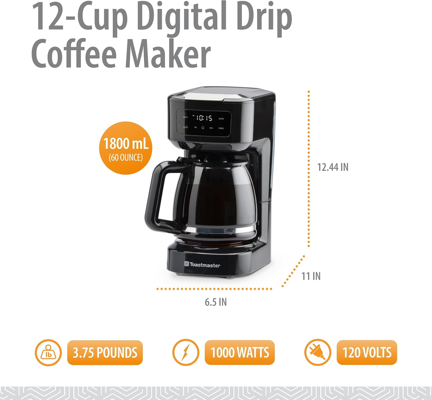 Programmable 12 Cup Coffee Maker Toastmaster TM-131CM
