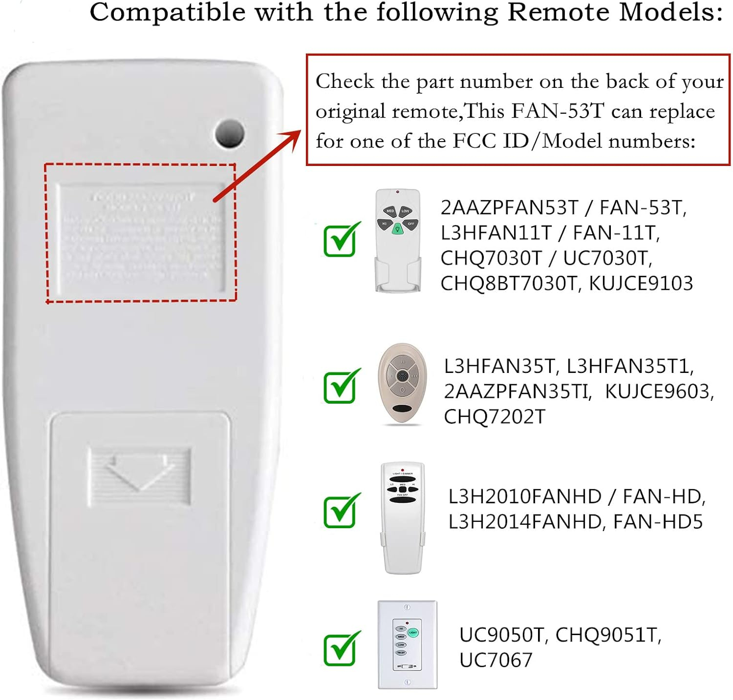 Wireless Ceiling Fan Remote Control Replacement for Hampton Bay Hunter