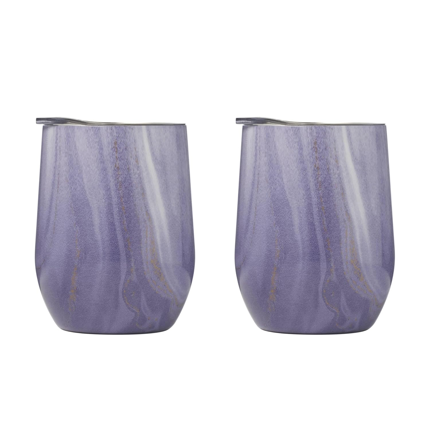 Cambridge Silversmiths 2 Pack of 12 oz Purple Geode Decal Stainless Steel Wine Tumblers