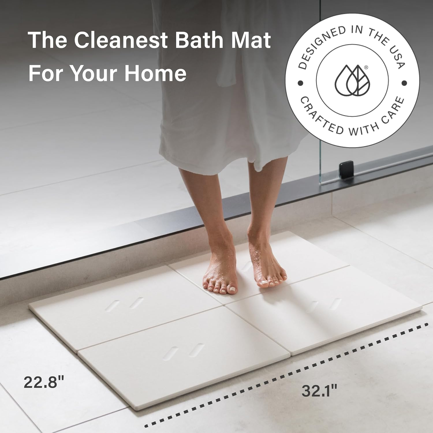 Large White Diatomaceous Earth Non-Slip Bath Mat