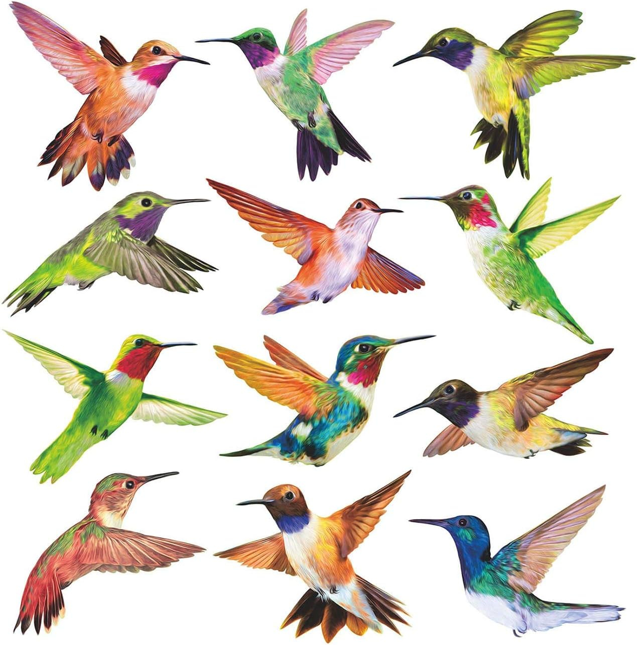 Petallo Anticolisión Window Se Pega, Calcomanías de Colibrí de Alerta Bird Resistente a Rayos UV, Rojo, 12 Piezas