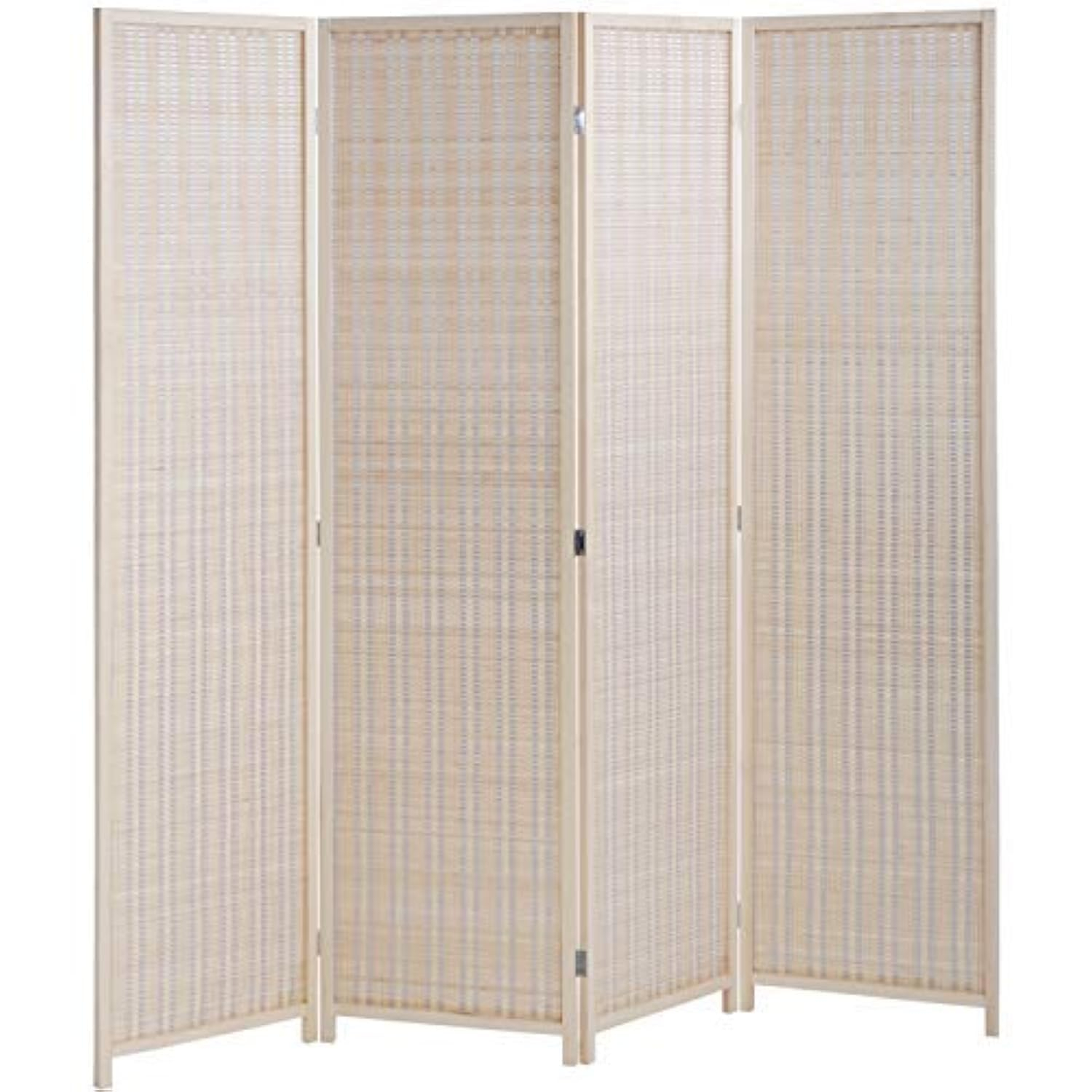FDW Bamboo Room Divider Folding Privacy Wooden Screen 4 Panel 72 Inches High 17.7 Inches Wide Room Divider for Living Room Bedroom Study,Natural