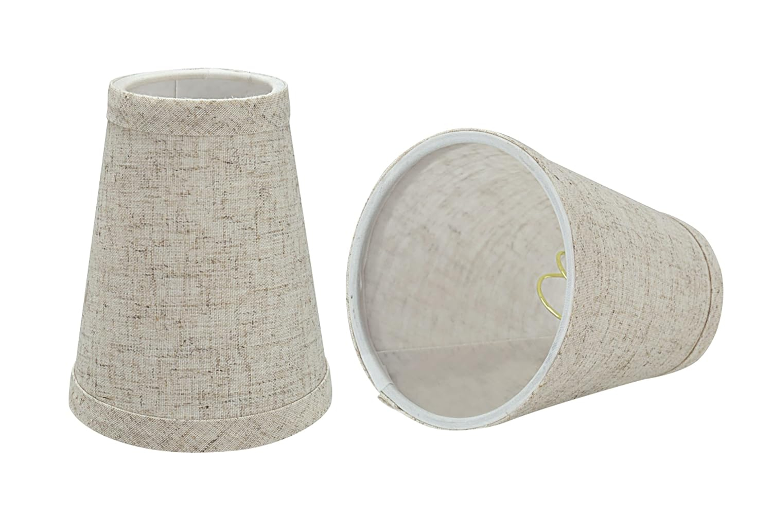 Aspen Creative 32665-2 Small Hardback Empire Shape Chandelier Clip-On Lamp Shade Set (2 Pack), Transitional Design in Beige, 4" bottom width (2 1/2" x 4" x 5" )