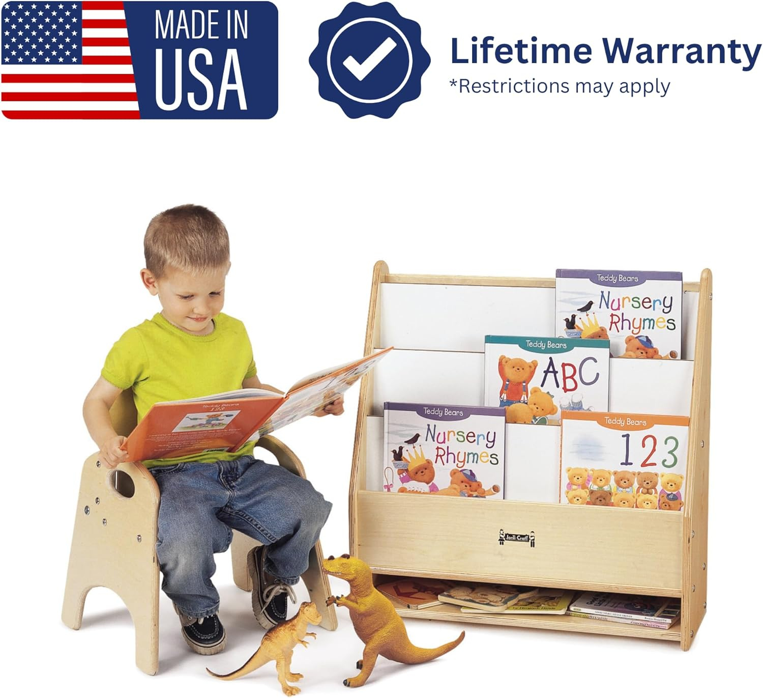 Birch Plywood Toddler Book Stand with Storage