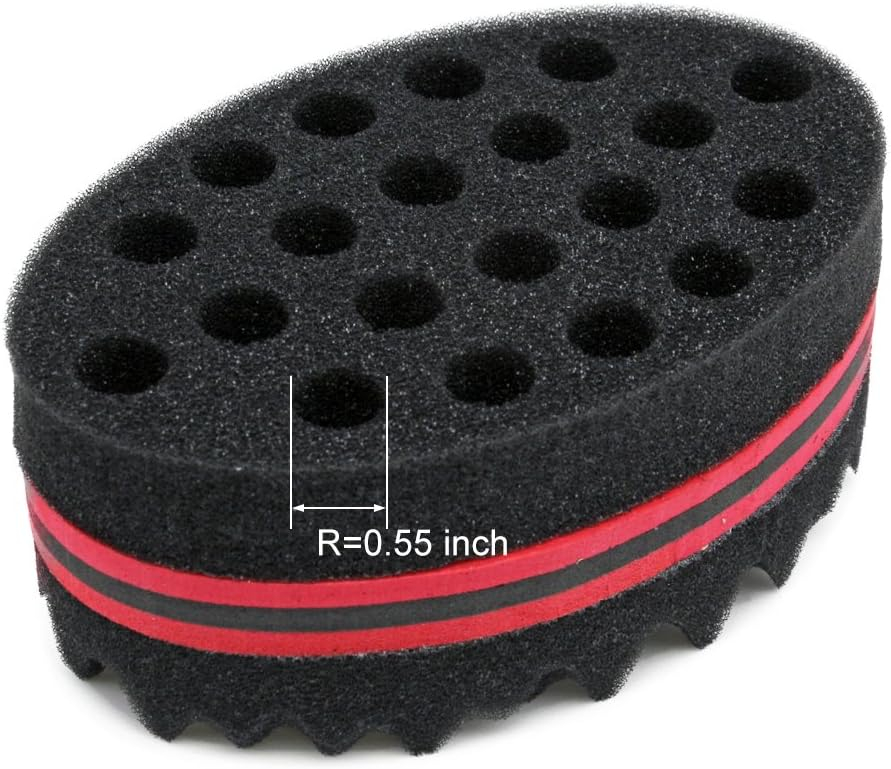 BEWAVE Big Holes Barber Hair Brush Sponge Dreads Locking Twist Afro Curl Coil Wave Hair Care Tool (2 Count)