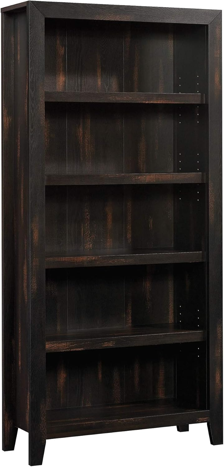 Sauder Dakota Pass 5-Shelf Bookcase, Char Pine Finish