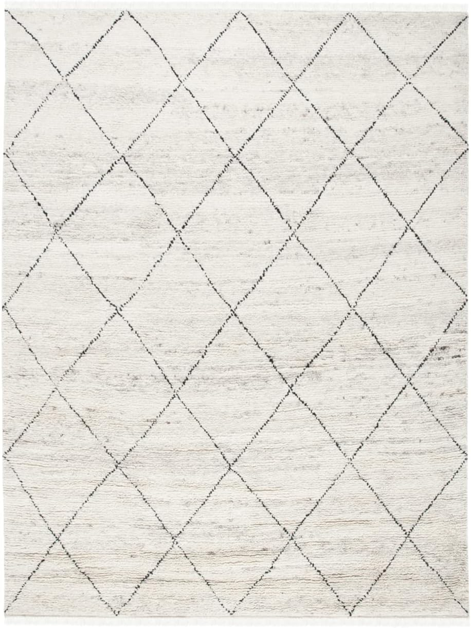 SAFAVIEH Casablanca Astrid Geometric Wool Area Rug, Ivory/Black, 8' x 10'
