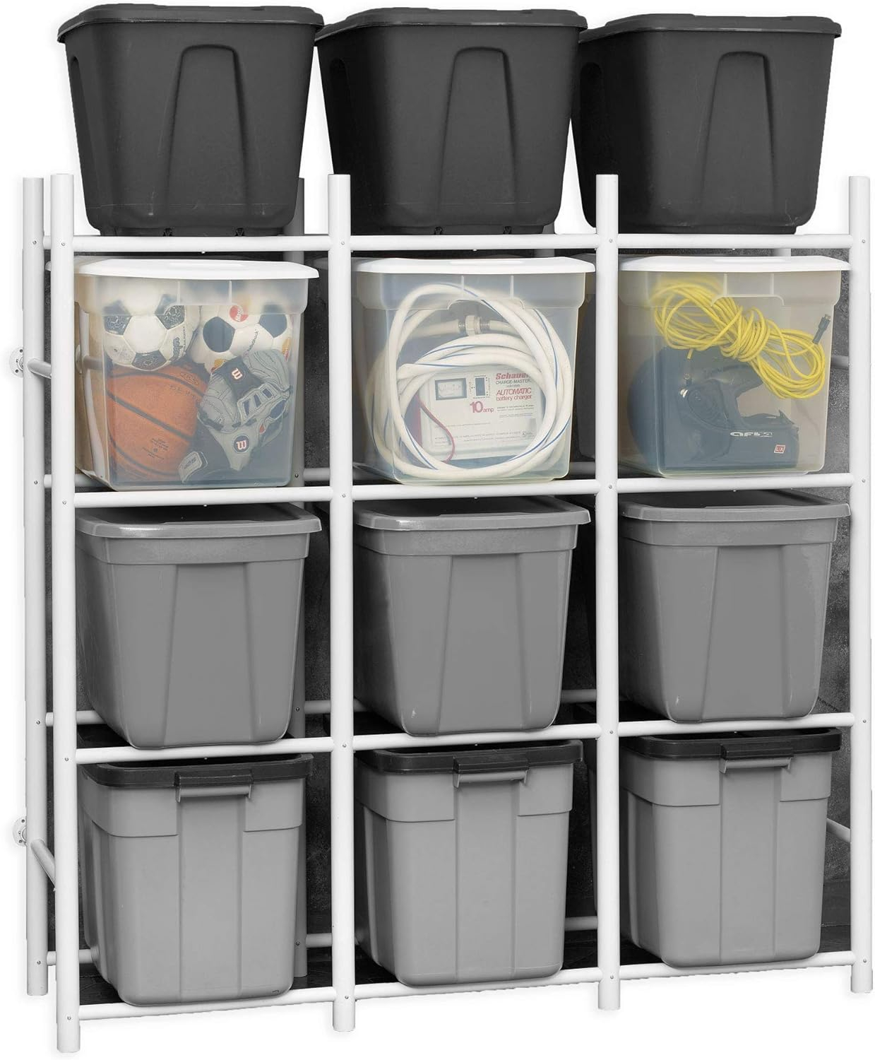 White Powder Coated Stackable 12-Shelf Storage Rack