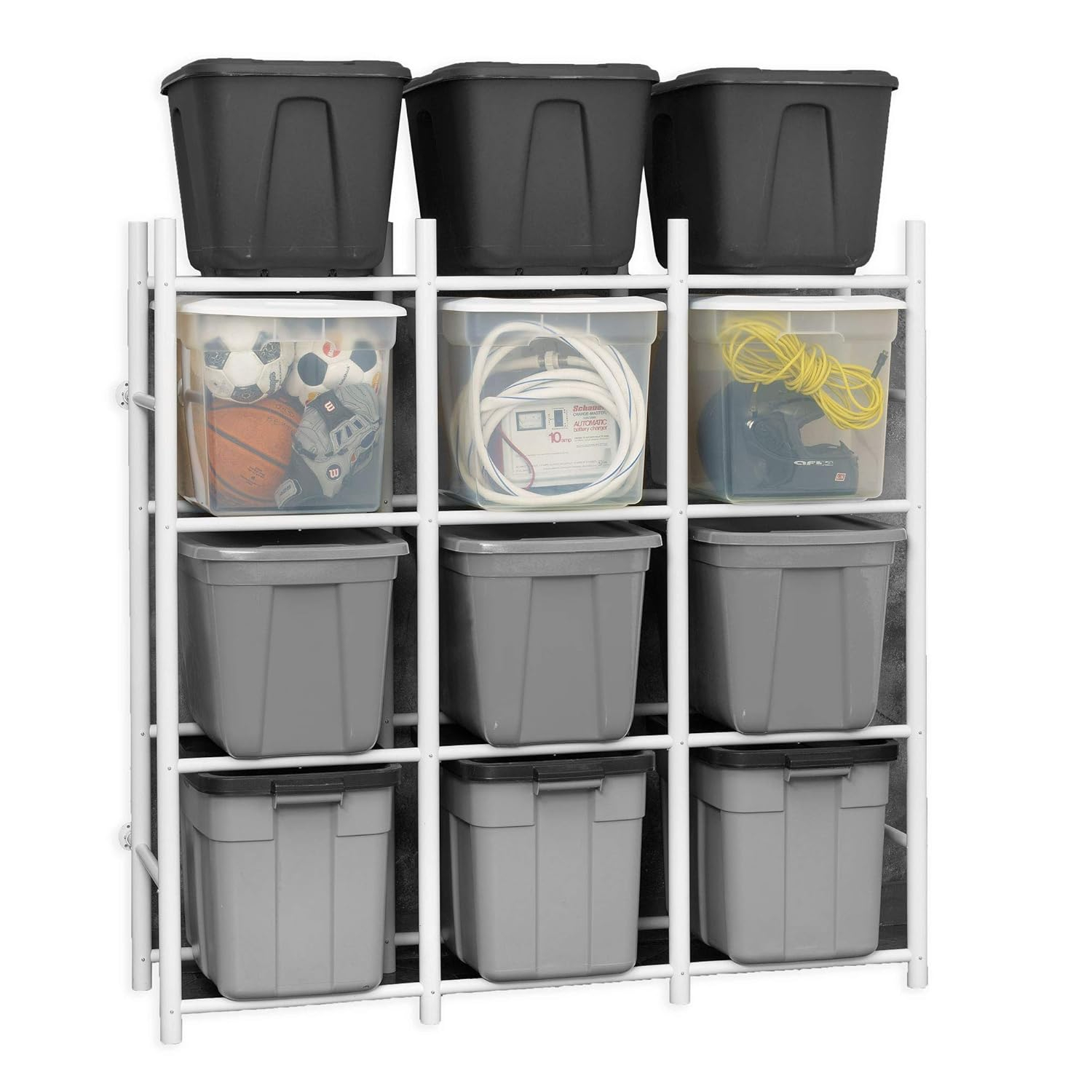 White Powder Coated Stackable 12-Shelf Storage Rack