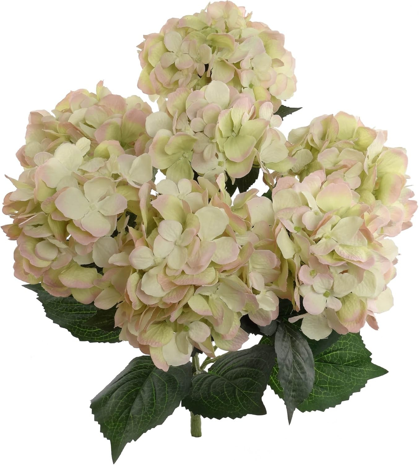 Hydrangea Silk Flowers Plant, Green, Indoor Home Decoration, Outdoor Plant, Wedding, Centerpieces, Bouquets, 2-Pack, Artificial Hydrangeas Bush with 7 Large Gorgeous Clusters
